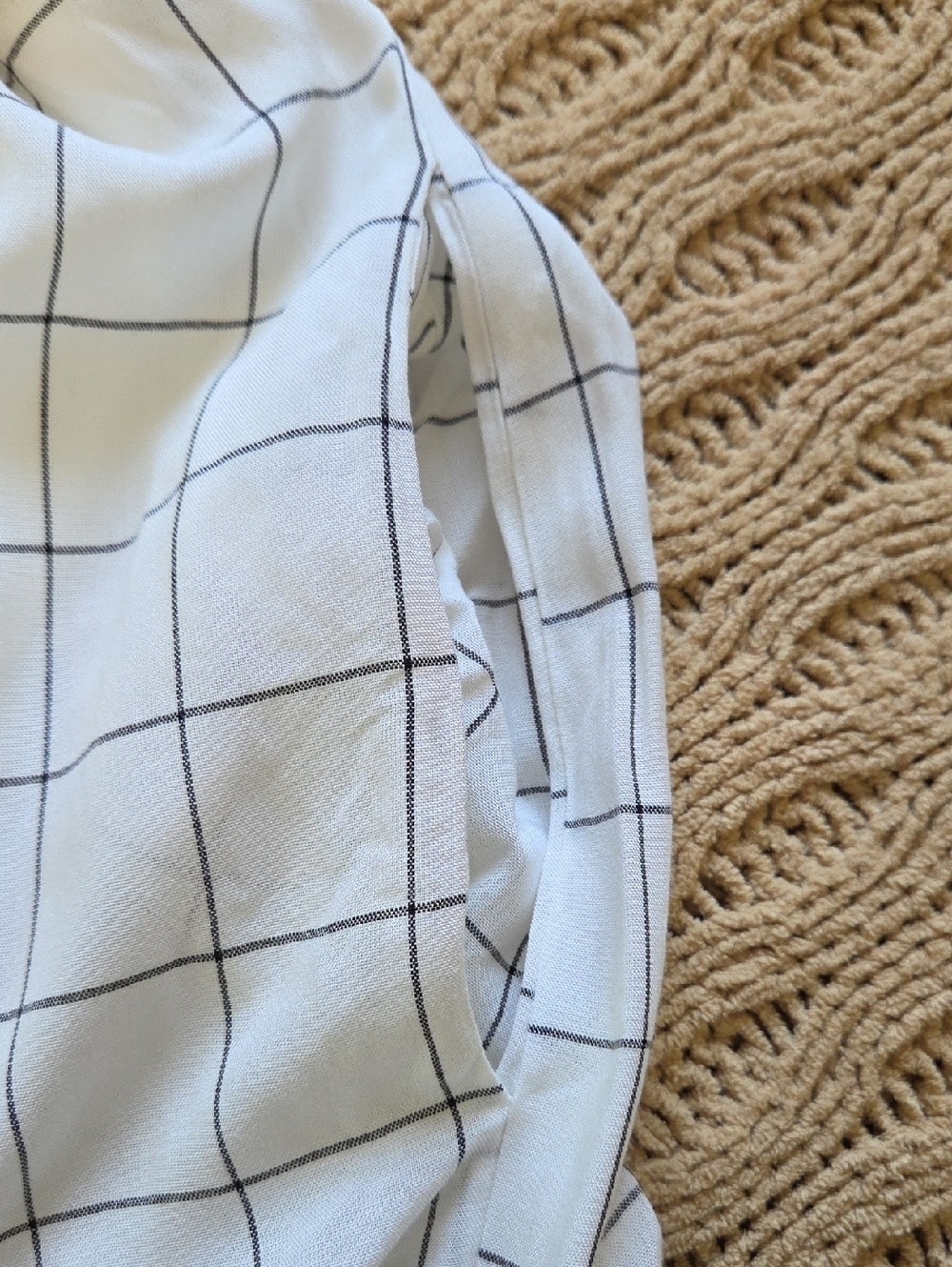 Charles Henry Ivory Checkered/Grid Off-the-Shoulder Midi Dress - Size XL - Picture 6 of 13